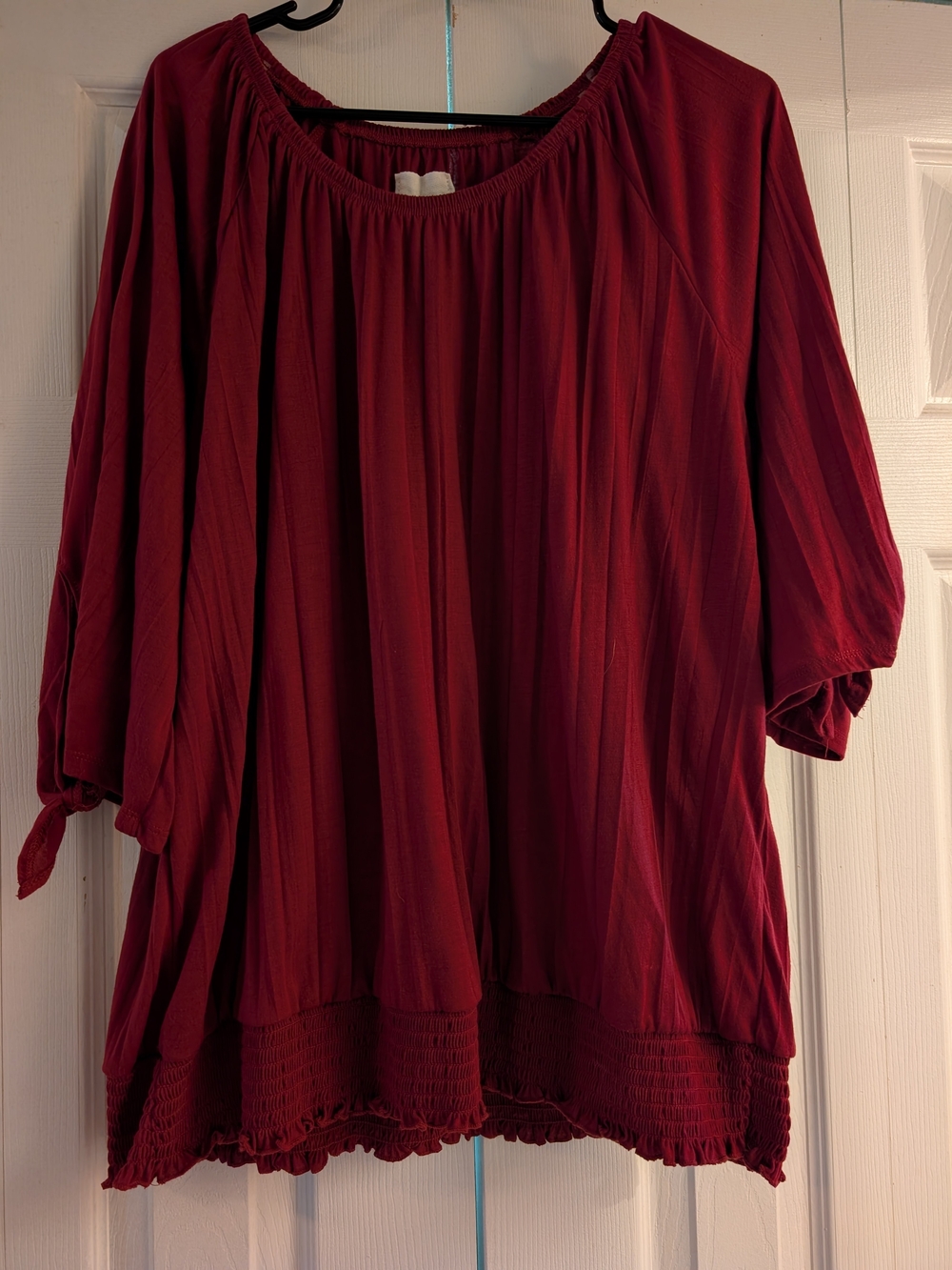 New York Laundry Burgundy Peasant Blouse